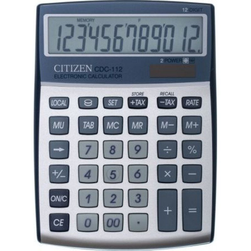 Калькулятор настольный Citizen CDC-112 12 разр.двойное питание 130*175*33mm серебристый